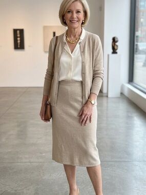 Eileen Fisher Oatmeal Knit  Skirt